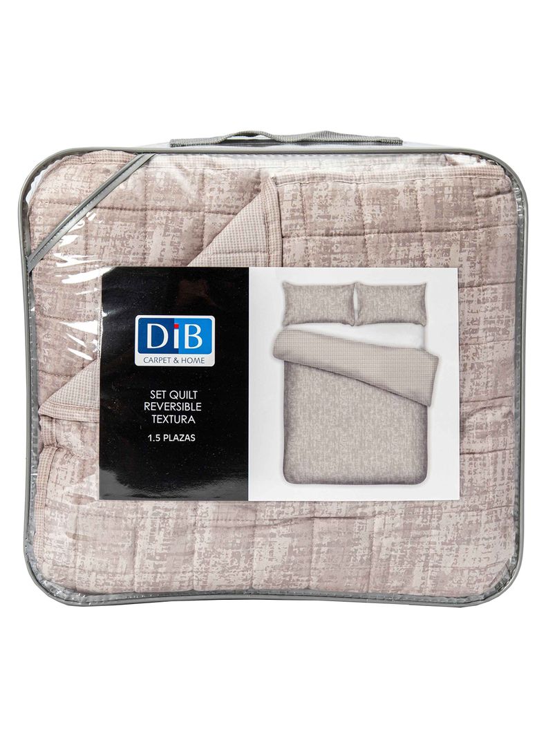 Quilt Reversible Textura 1.5P Taupe-5