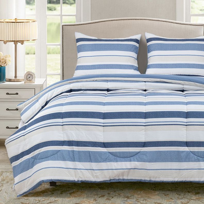 Plumon Rev Estam 2P Rayas Azul- Beige-0