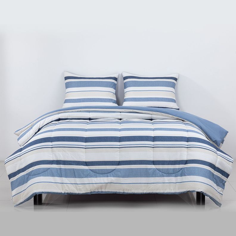 Plumon Rev Estam 2P Rayas Azul- Beige-1