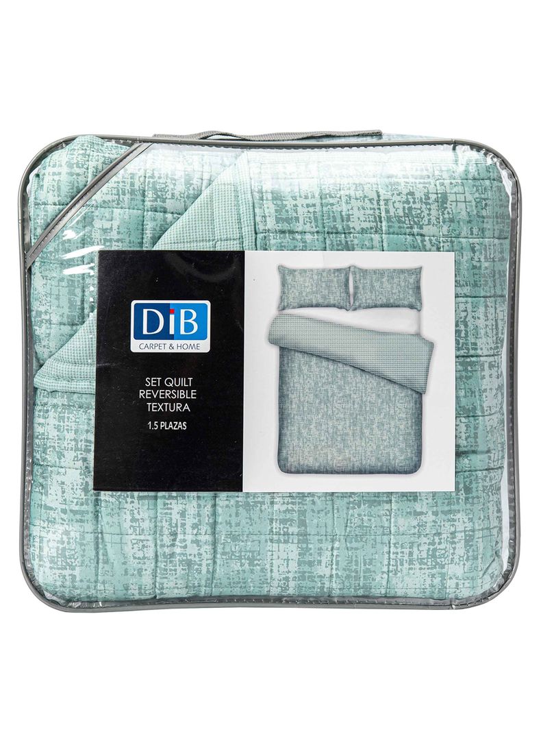 Quilt Reversible Textura 1.5P Verde-5