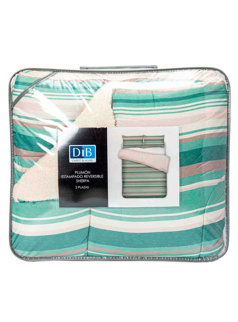 Plumon  Reversible Sherpa 2 Plazas Lineas Verde-4