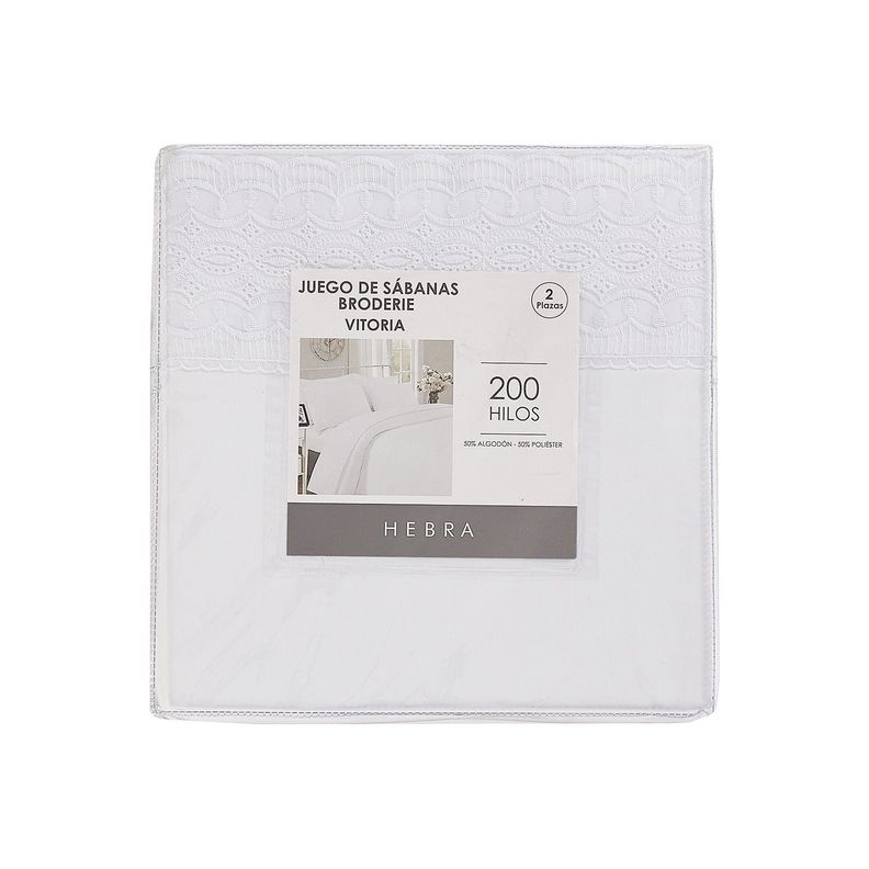 Juego Sabana Broderie Vitoria 2P Blanco-5