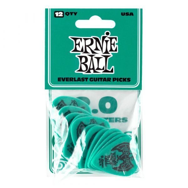 Pack 12 Uñetas Everlast Teal  2.0 mm ERNIE BALL, P09196 -1