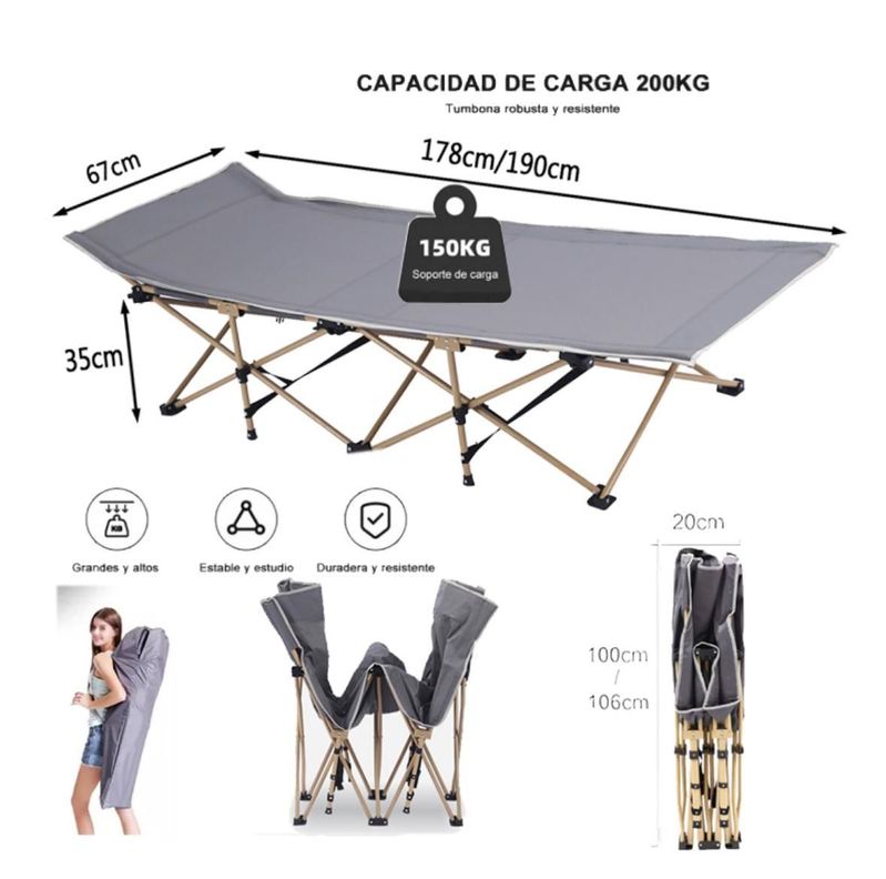 Cama de Camping Plegable Catre de Campaña Incluye Bolso-6
