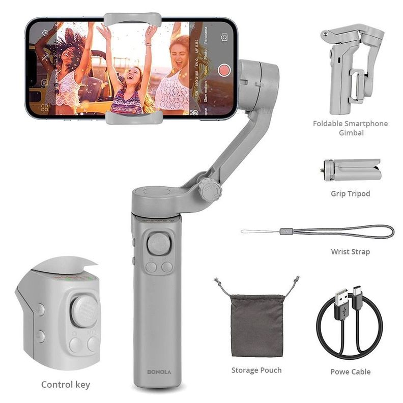 Estabilizador Celular Cámara de Acción 3 Ejes Gimbal Trípode Plegable-4