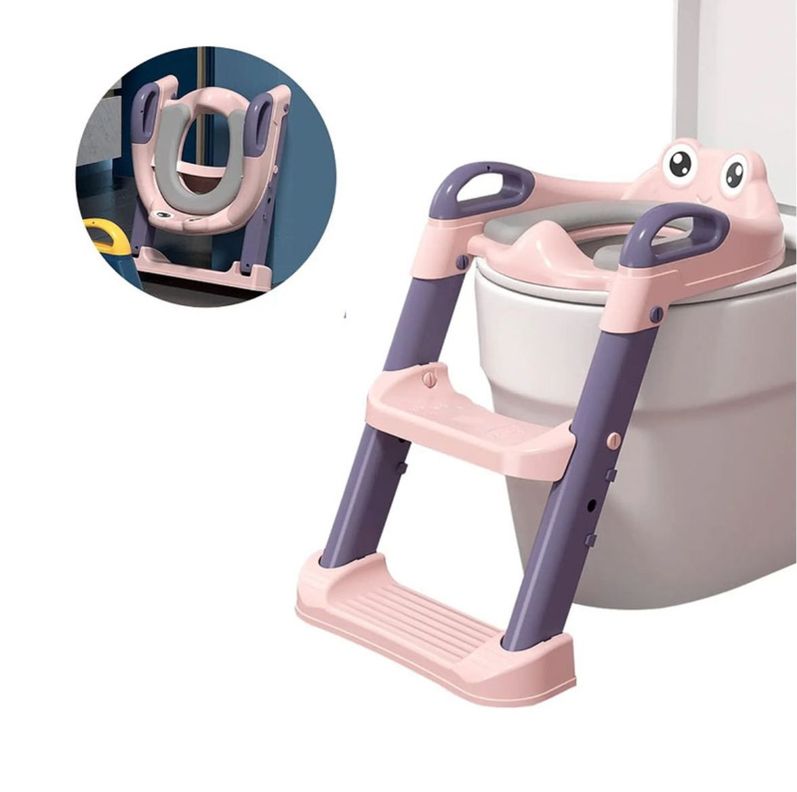 Baño De Entrenamiento Asiento Escalera Plegable Para Niños Pink-0