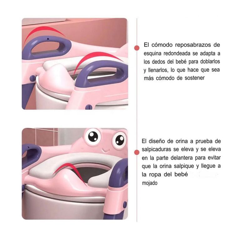 Baño De Entrenamiento Asiento Escalera Plegable Para Niños Pink-2