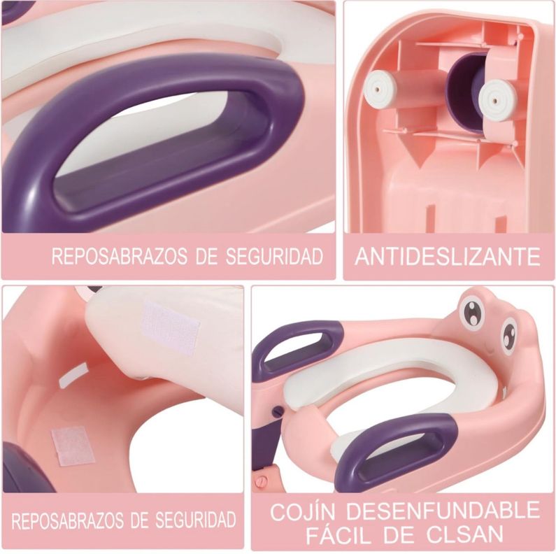 Baño De Entrenamiento Asiento Escalera Plegable Para Niños Pink-3