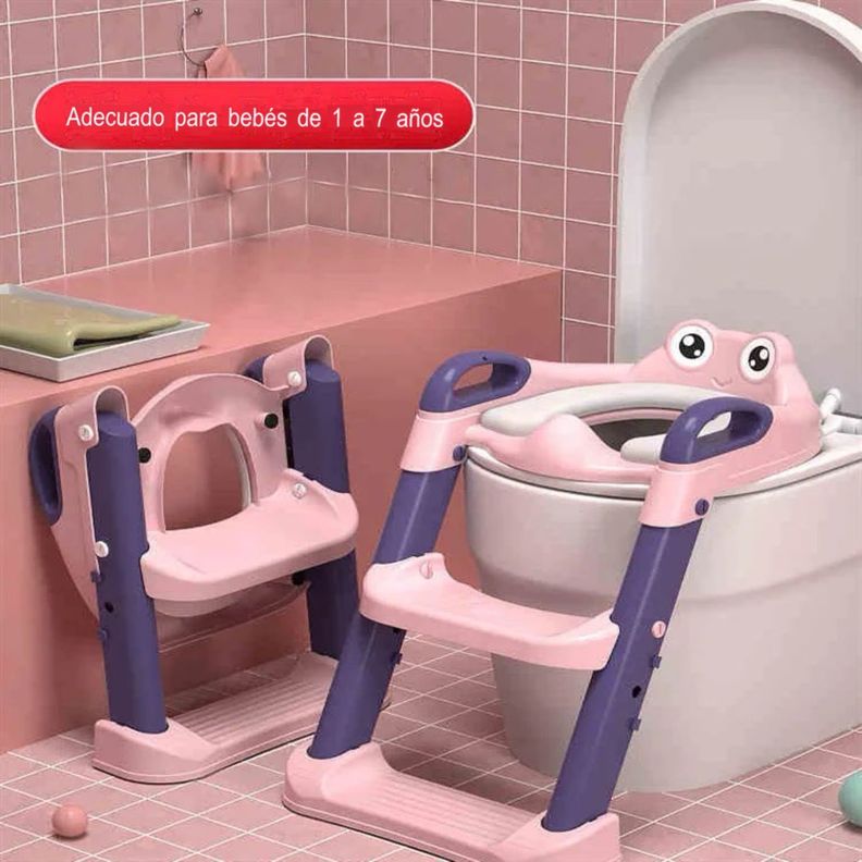 Baño De Entrenamiento Asiento Escalera Plegable Para Niños Pink-4