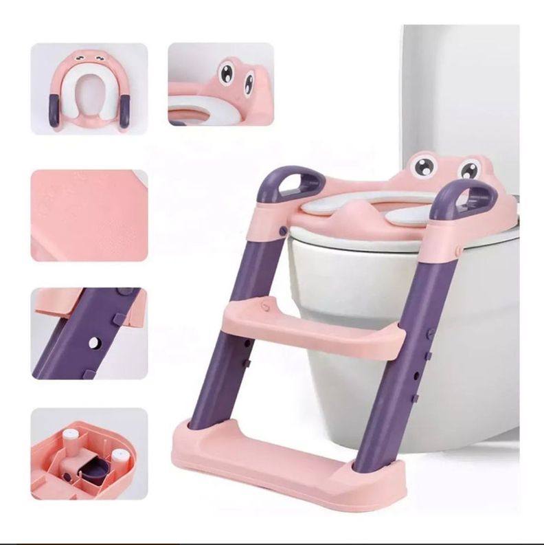 Baño De Entrenamiento Asiento Escalera Plegable Para Niños Pink-6
