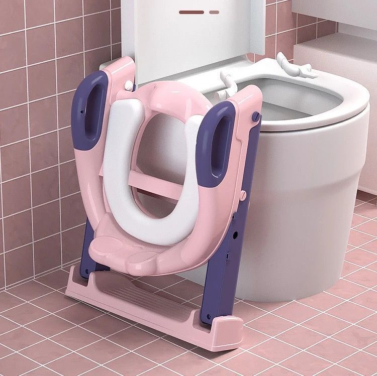 Baño De Entrenamiento Asiento Escalera Plegable Para Niños Pink-7