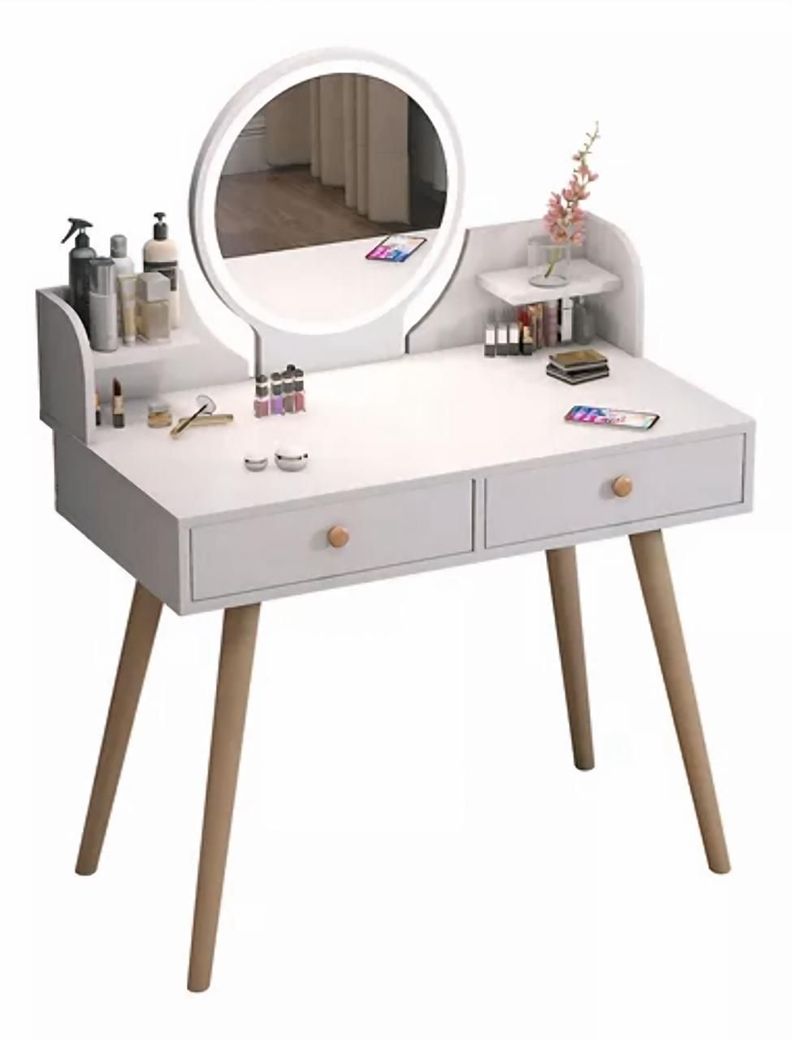 Tocador Con Espejo 2 Cajones 75x60x40 Diseño Elegante y Funcional-0