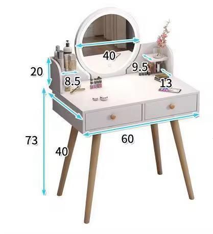 Tocador Con Espejo 2 Cajones 75x60x40 Diseño Elegante y Funcional-1