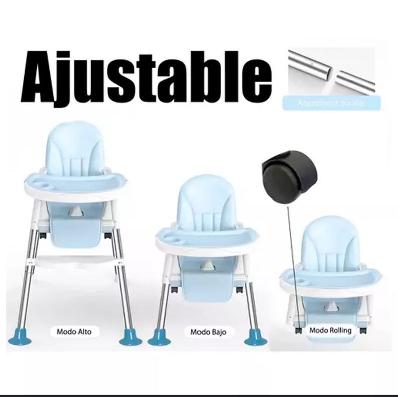 Silla De Comer Para Bebés Azul Ajustable 3 en 1-5