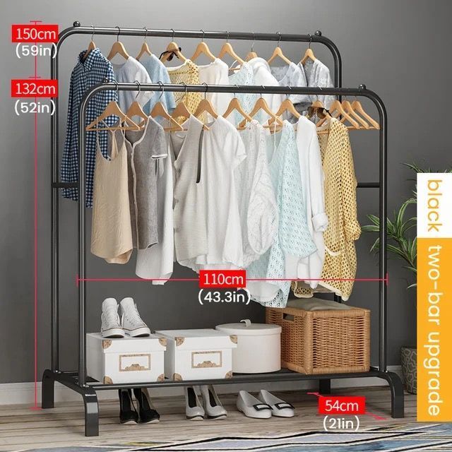 Perchero Doble Organizador de Ropa Resistente Hasta 35 Kilos Negro-6