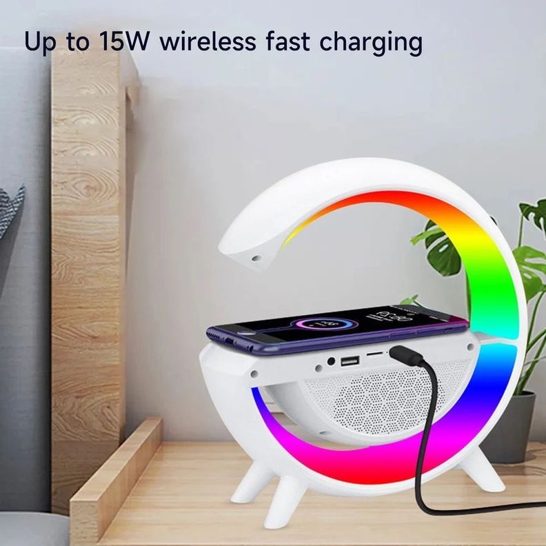 Parlante RGB Lámpara de Mesa Cargador Inalambrico-6