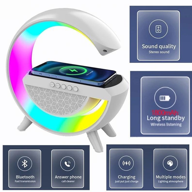 Parlante RGB Lámpara de Mesa Cargador Inalambrico-2