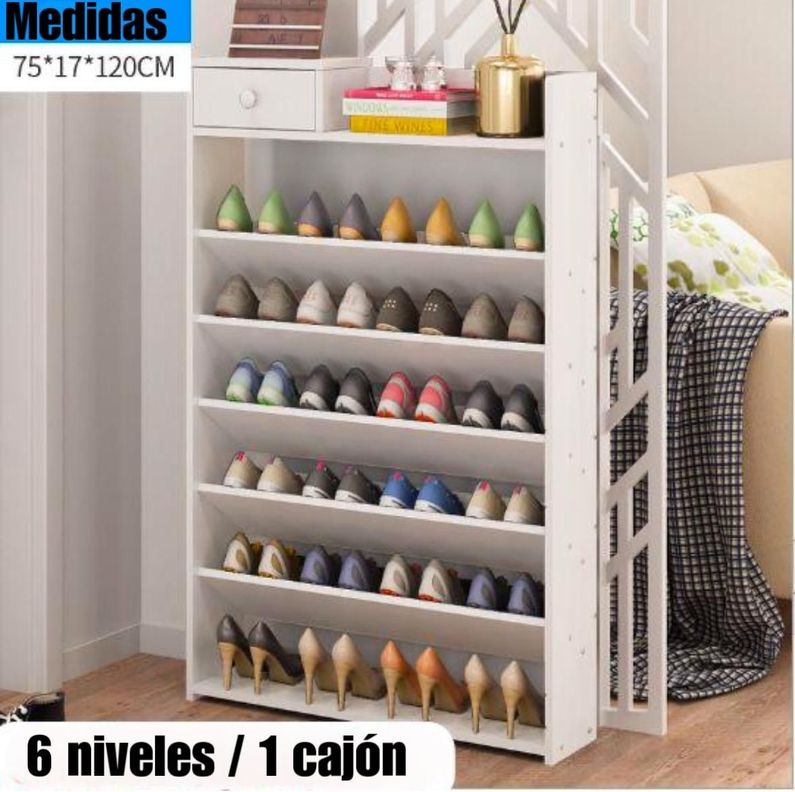 Zapatero 6 Niveles Con Cajon Superior Multifuncional 120x75x17-2