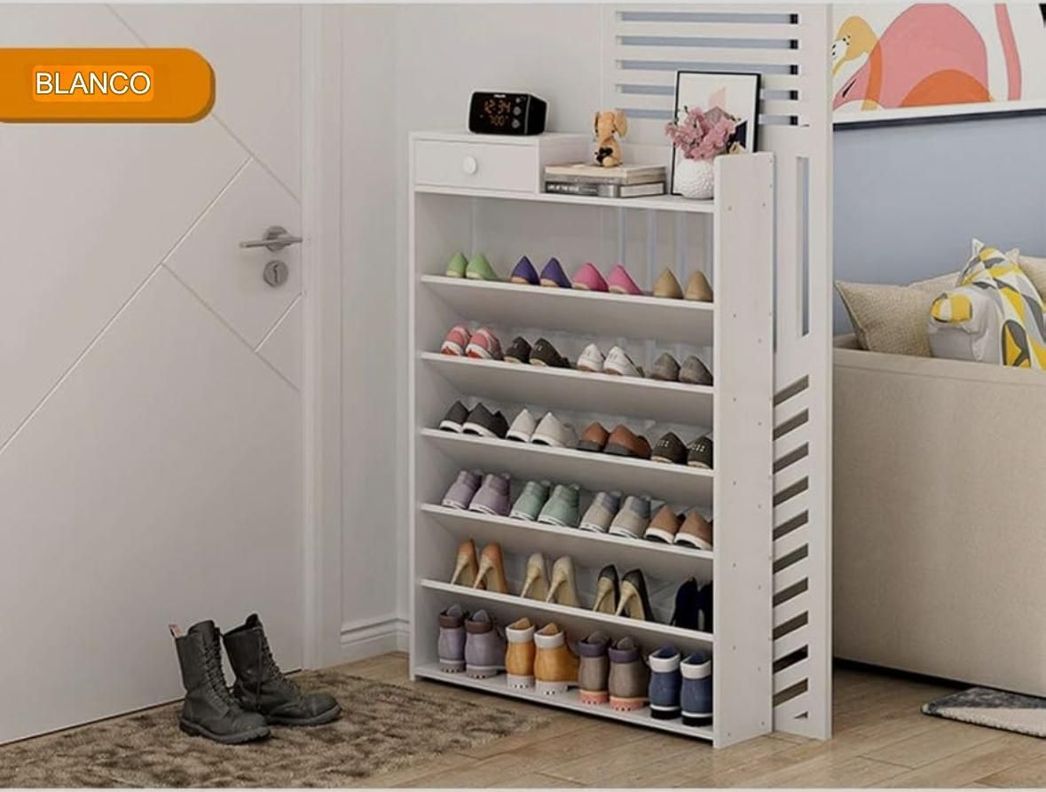 Zapatero 6 Niveles Con Cajon Superior Multifuncional 120x75x17-3