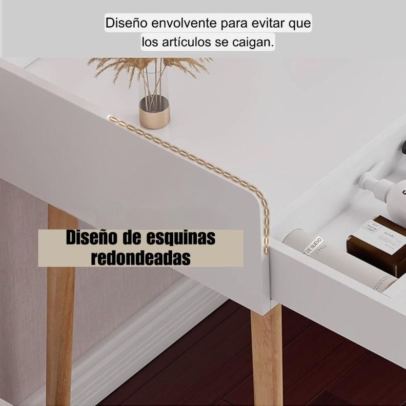Tocador Con Espejo Led Touch y Cajon 120x50x40 Moderno-6