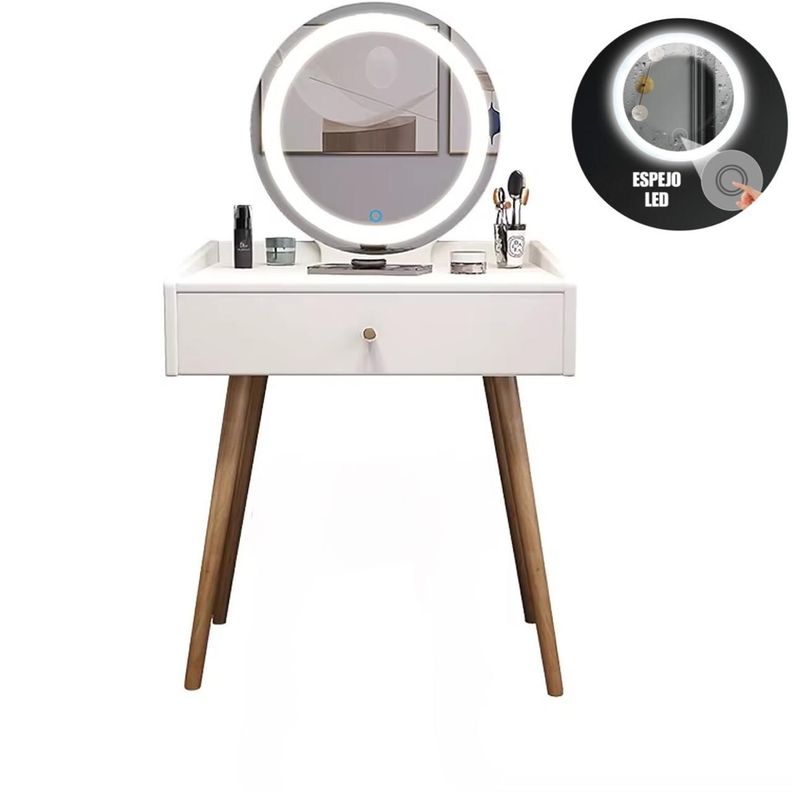 Tocador Con Espejo Led Touch y Cajon 120x50x40 Moderno-7
