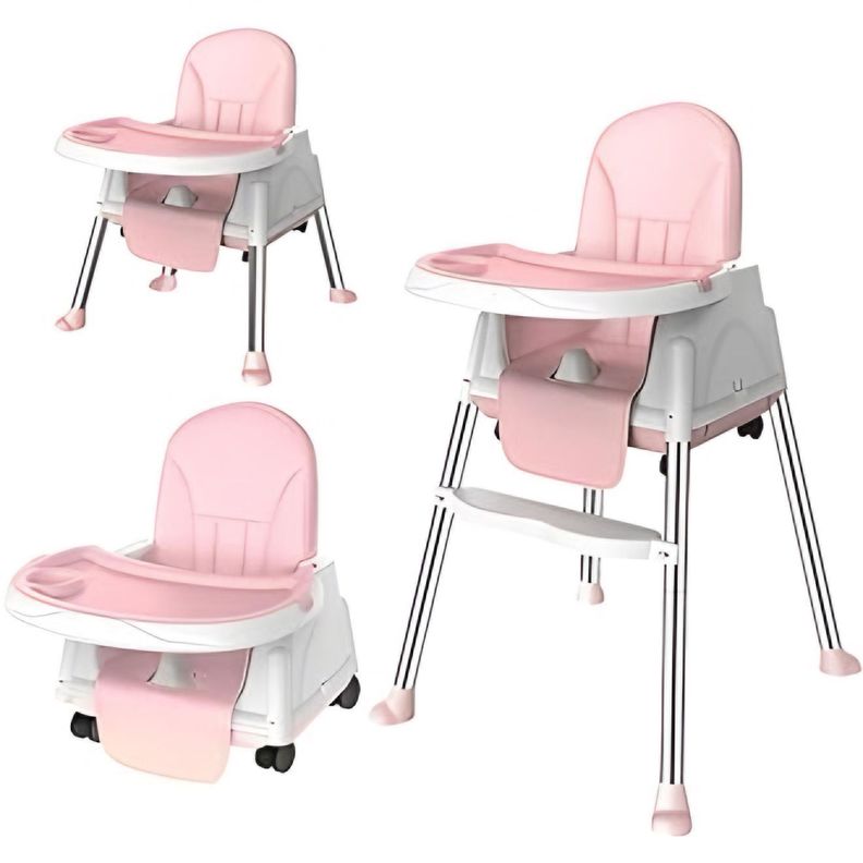 Silla De Comer Para Bebés Rosada Ajustable 3 en 1-1
