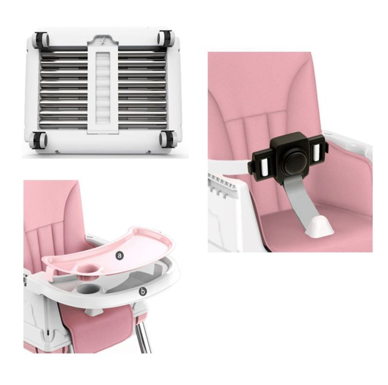 Silla De Comer Para Bebés Rosada Ajustable 3 en 1-3