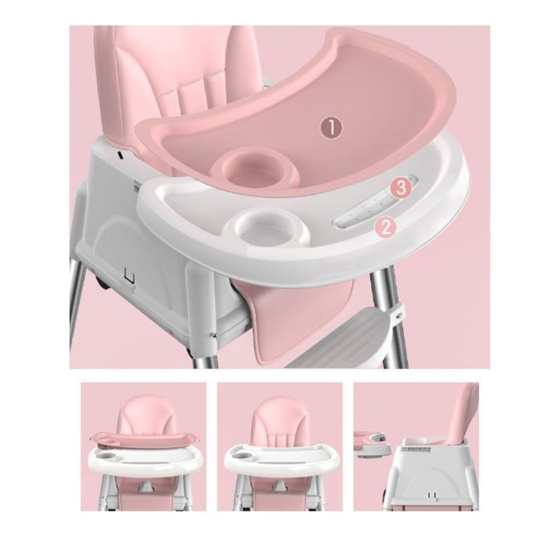 Silla De Comer Para Bebés Rosada Ajustable 3 en 1-4