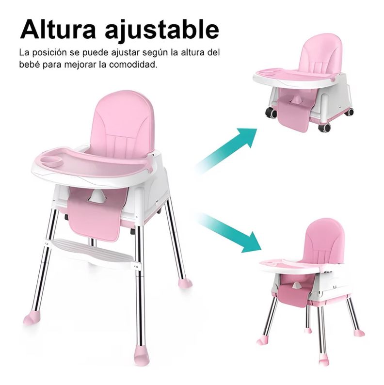 Silla De Comer Para Bebés Rosada Ajustable 3 en 1-5