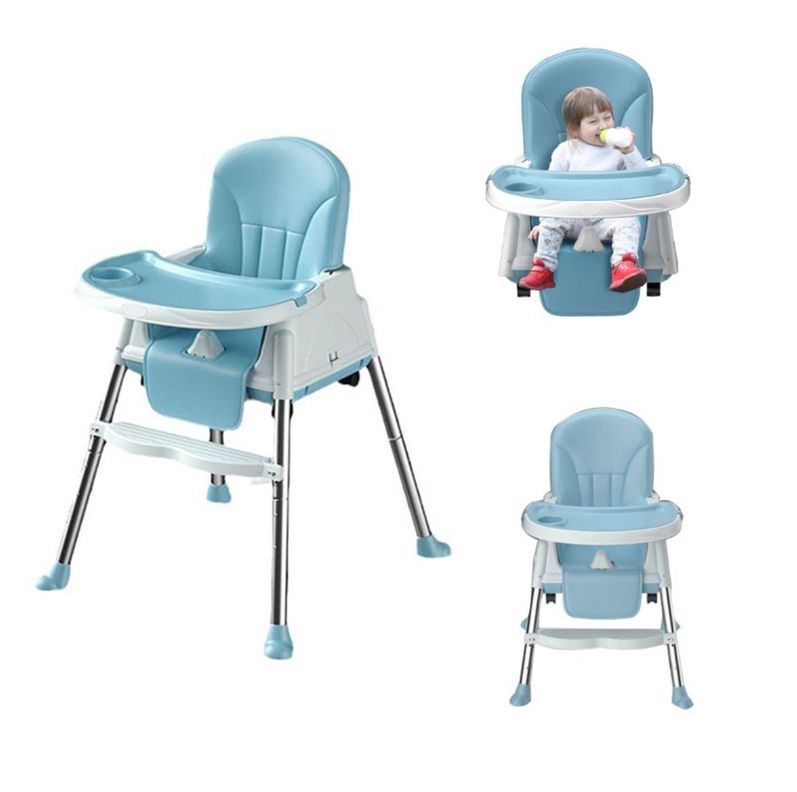Silla De Comer Para Bebés Azul Portátil Con Ruedas-1