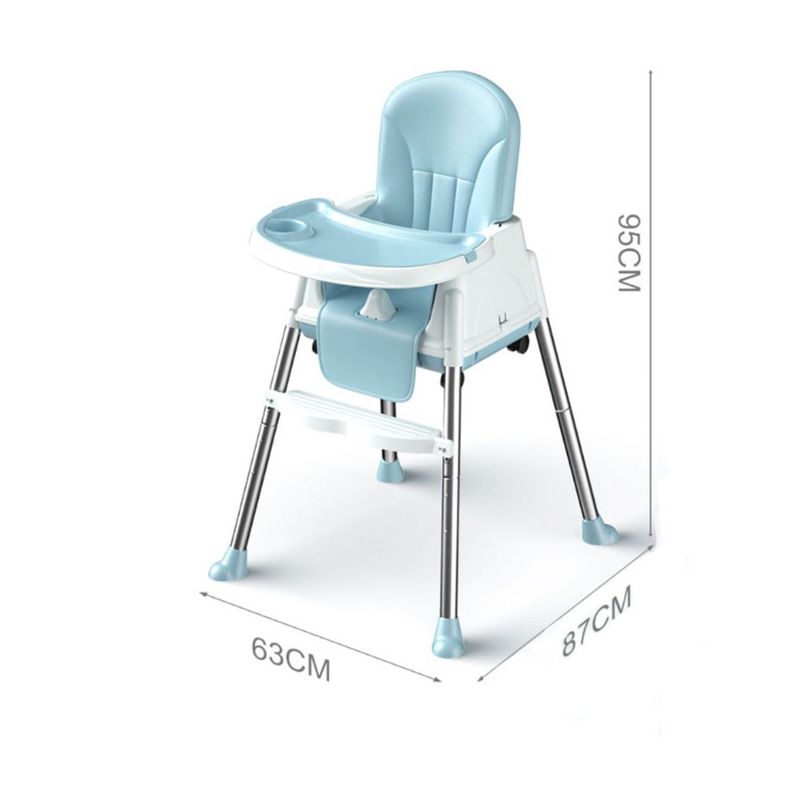 Silla De Comer Para Bebés Azul Portátil Con Ruedas-5