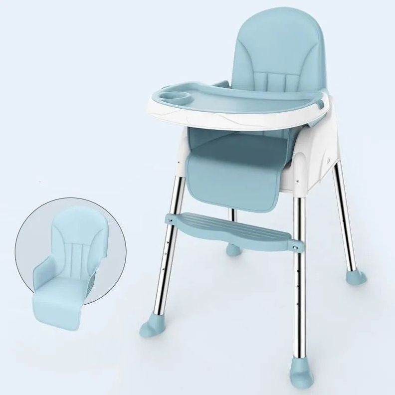 Silla De Comer Para Bebés Azul Portátil Con Ruedas-6
