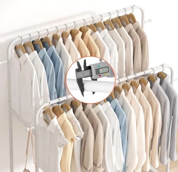Perchero Doble Organizador de Ropa Resistente Hasta 35 Kilos Blanco-2