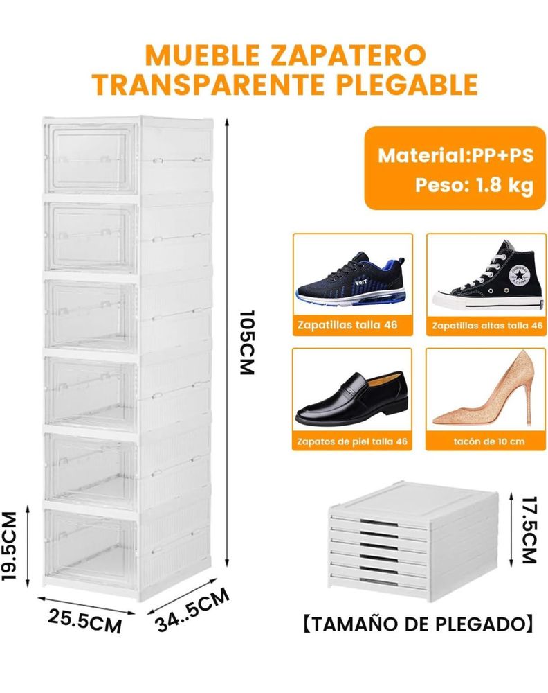  Organizador De Zapatos Plegable 6 Compartimentos Extra-Resistente-1