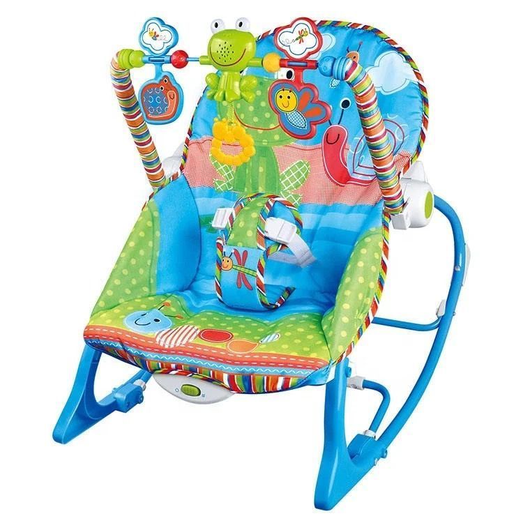 Silla Mecedora Musical Con Vibración Para Bebe Azul-0