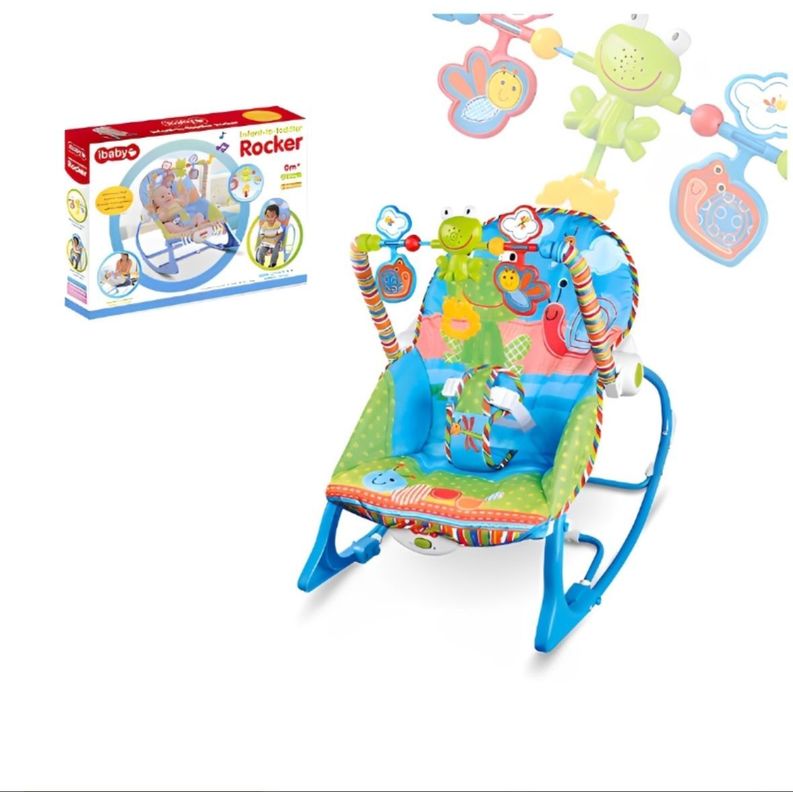 Silla Mecedora Musical Con Vibración Para Bebe Azul-1
