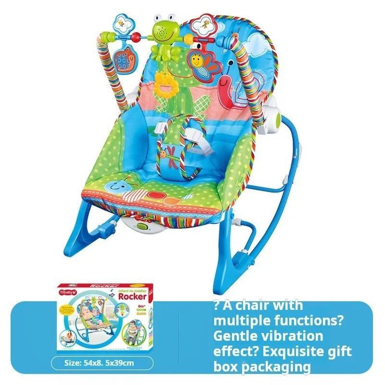 Silla Mecedora Musical Con Vibración Para Bebe Azul-2