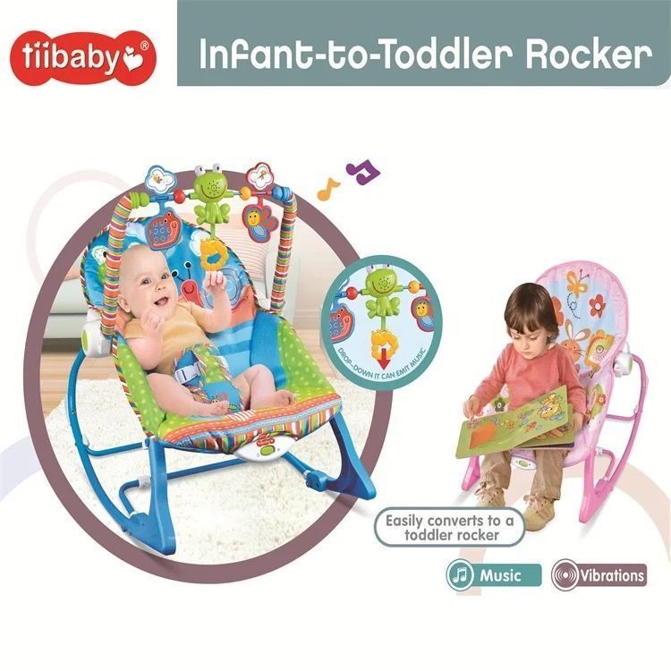 Silla Mecedora Musical Con Vibración Para Bebe Azul-4