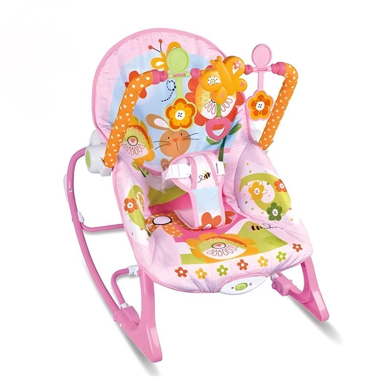 Silla Mecedora Musical Con Vibración Para Bebe Rosada-0