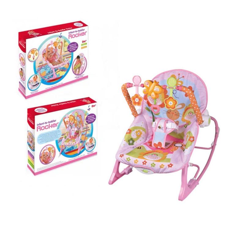 Silla Mecedora Musical Con Vibración Para Bebe Rosada-2