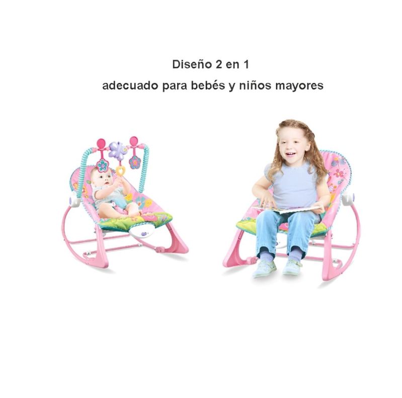 Silla Mecedora Musical Con Vibración Para Bebe Rosada-4