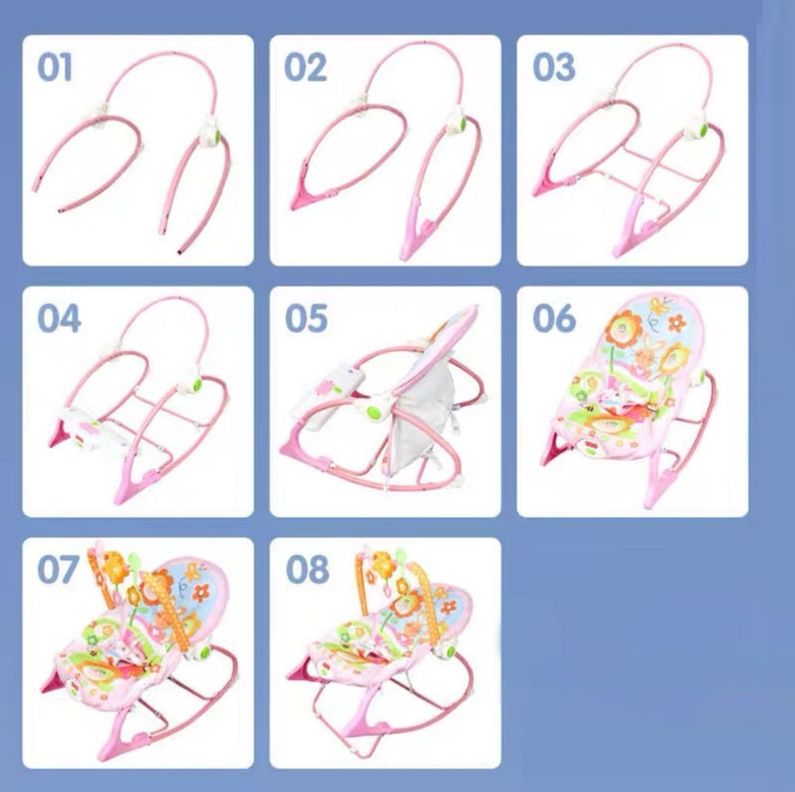 Silla Mecedora Musical Con Vibración Para Bebe Rosada-6
