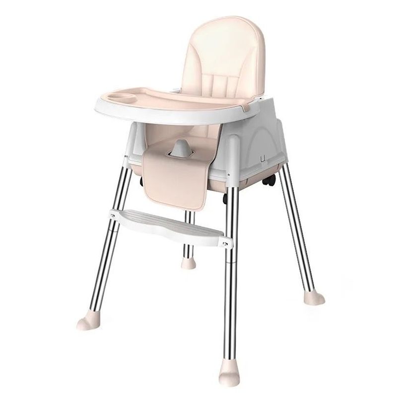 Silla De Comer Para Bebés Beige Portátil Con Ruedas-0
