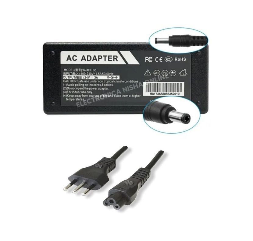 Cargador 24v 3a Plug 5.5 / 2.5 Mm 72W + Cable de Poder-1