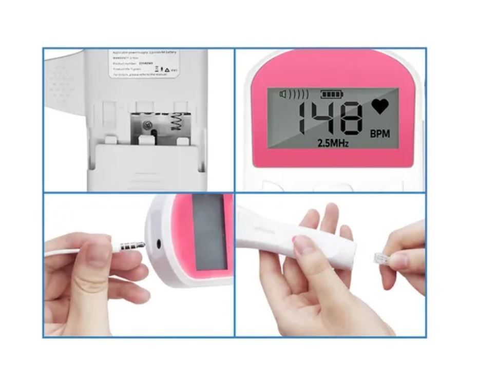 Doppler Fetal Monitor Escucha los Latidos De Tu Bebe + Gel + Pilas-2