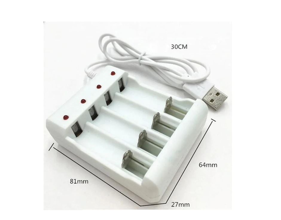 Cargador Para 4 Pilas AA Y AAA Conector USB-2