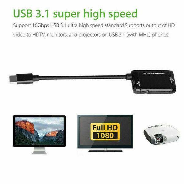 Cable MHL Adaptador Puerto C HDMI a HDTV 1080p-1