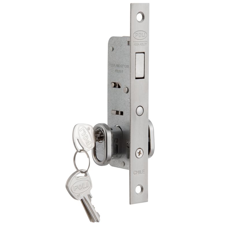 Cerradura Embutida POLI Puerta Corredera Cromado-3