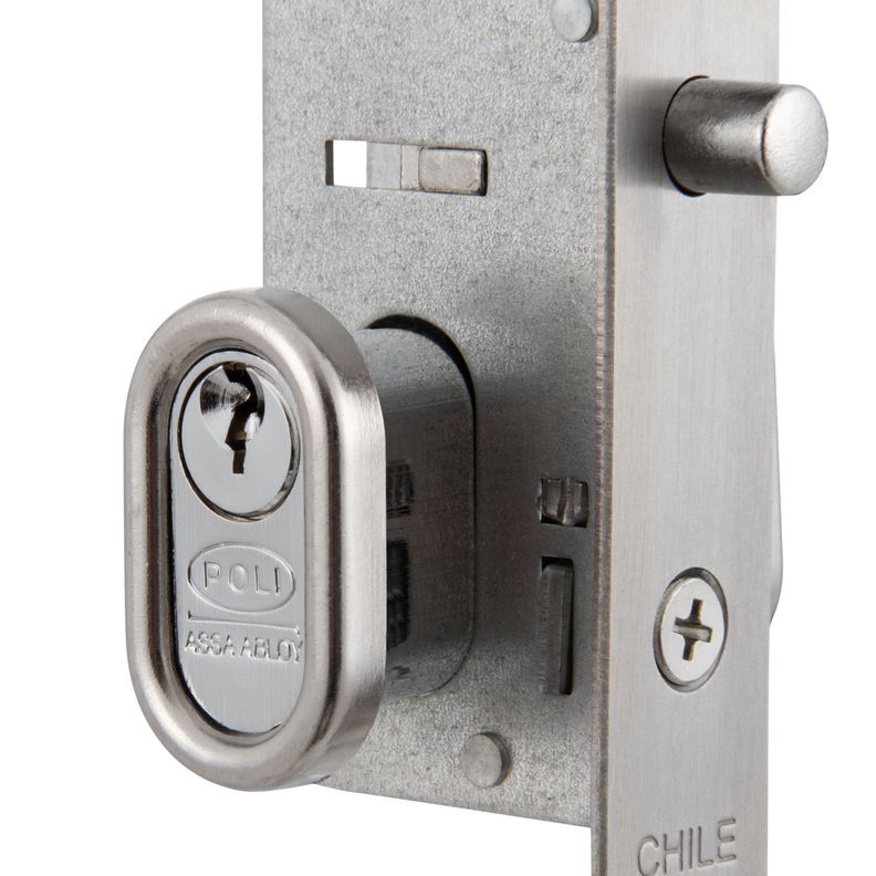 Cerradura Embutida POLI Puerta Corredera Cromado-5