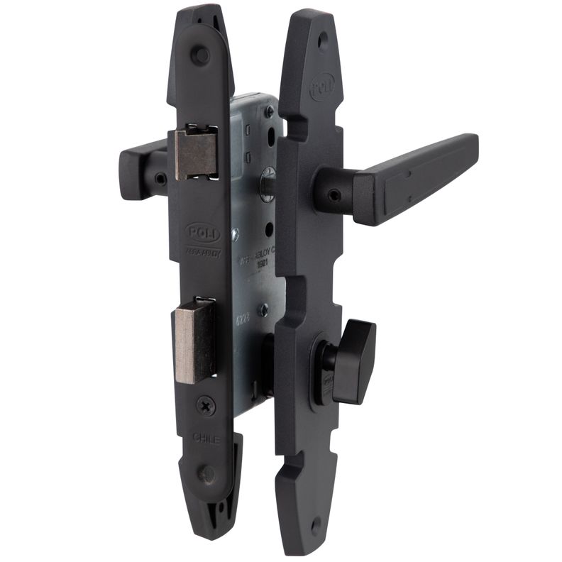 Cerradura Embutida Nórdica Poli Oval B40 Oficina/Dormitorio Negro-1